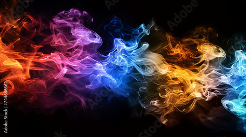 Abstract multicolored smoke illustration Background. flowing Fluid waves of steam. rainbow colors  abstraction. Wallpaper  elegant beautiful backdrop 