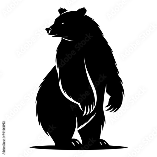 grizzly bear standing black silhouette logo svg vector, bear standing icon illustration.