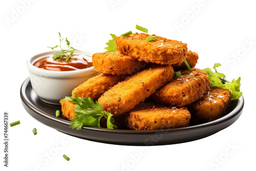 Fried Chickpea Fritters Snack Isolated on Transparent Background, PNG format