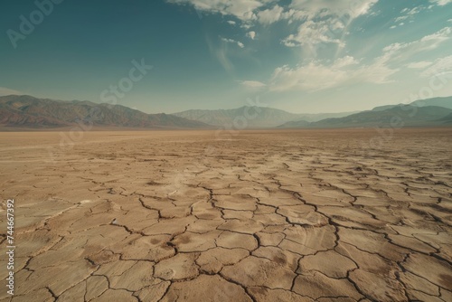 Desert Landscape with Cracked Soil  Scenic Nature Background