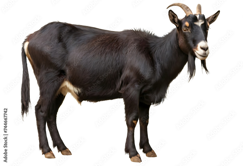 Fototapeta premium Black goat on a white background
