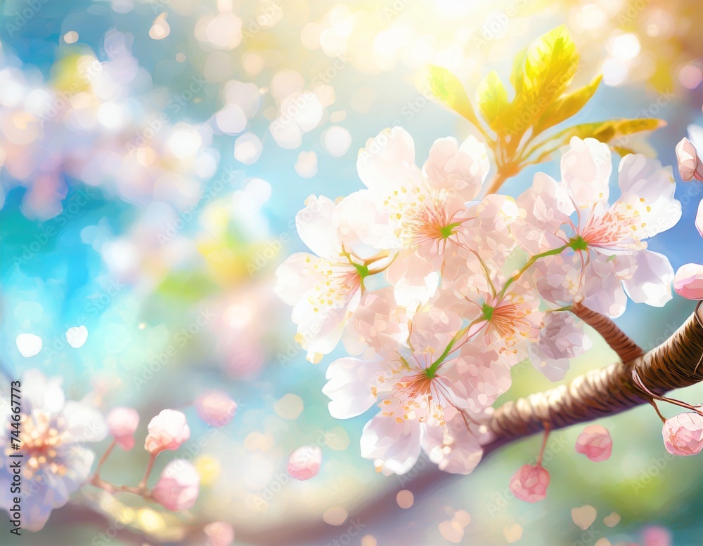 満開の桜  華麗に舞い散る桜の花びら