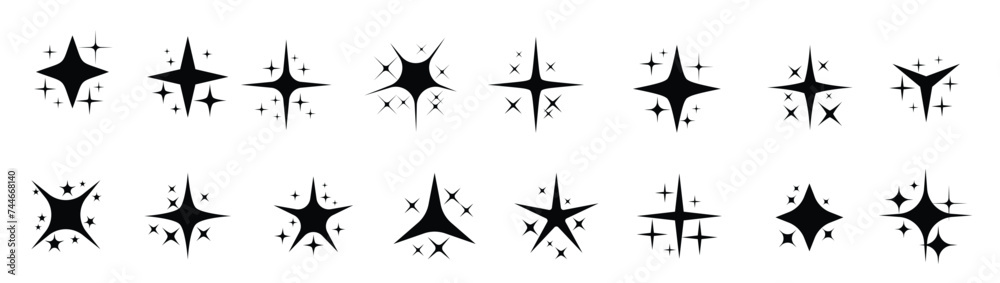 Sparkling stars. shiny sparks, glitter light star and sparkle elements. Vector illustration.