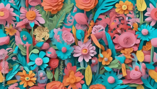 Vibrant Paper Craft Floral Background