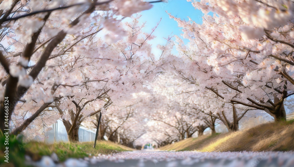 満開の桜 華麗に舞い散る桜の花びら 満開の桜 華麗に舞い散る桜の花びら