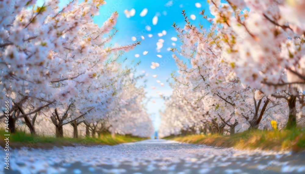 Fototapeta premium 満開の桜 華麗に舞い散る桜の花びら