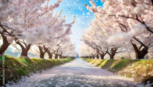 満開の桜  華麗に舞い散る桜の花びら