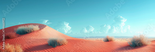 Panorama of desert landscape and sand dune, Nature background with sandy hills.