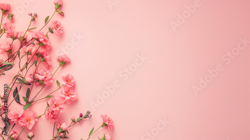 Background for beauty products made from flowers and copy space