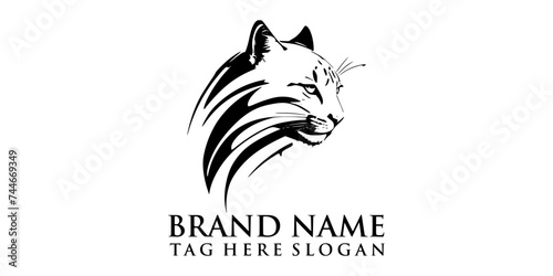 black tiger head vector logo, with a modern line concept suitable for your brand
