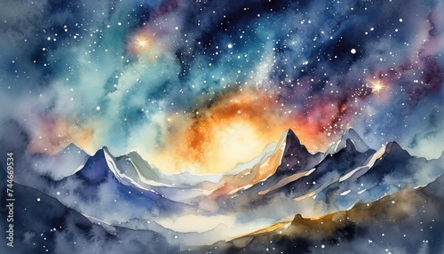 Galaxy of space  the concept book  illustration and watercolor background for your poster  art work