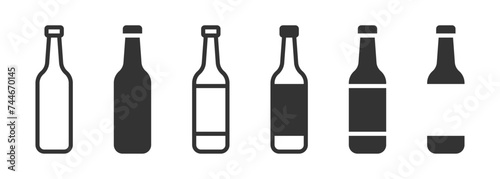 Beer Bottle Icon Set. Vector Illustration