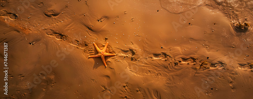 A starfish on the beach near the seashore