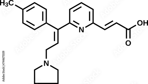 Acrivastine structural formula, vector illustration