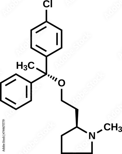 Clemastine structural formula, vector illustration
