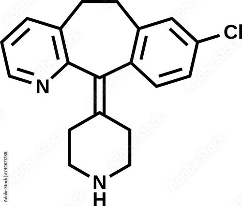 Desloratadine structural formula, vector illustration 