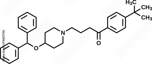 Ebastine structural formula, vector illustration