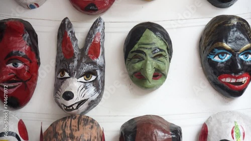 Ecuadorian andes masks on the wall