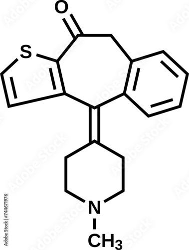 Ketotifen structural formula, vector illustration