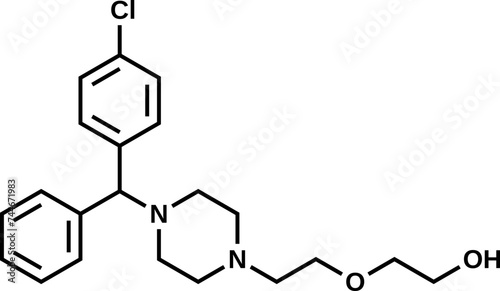 Hydroxyzine structural formula, vector illustration
