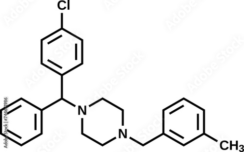 Meclizine structural formula, vector illustration