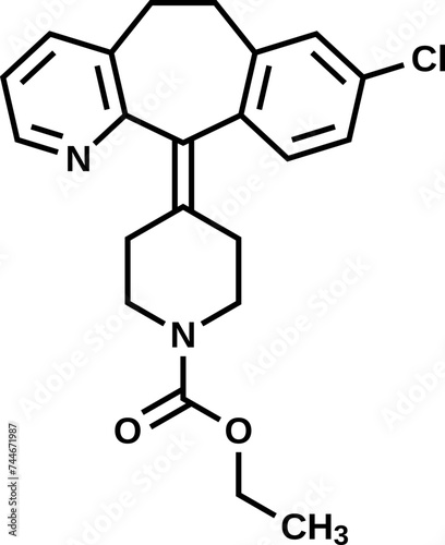 Loratadine structural formula, vector illustration 