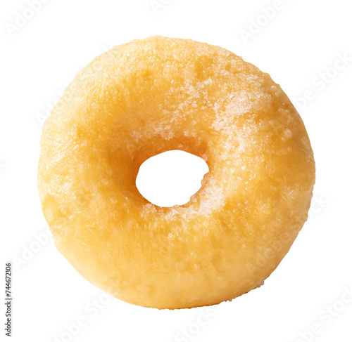Top view of single delicious Cinnamon Sugar Mini Donuts isolated with clipping path in png file format Donuts with sugar sprinkle
