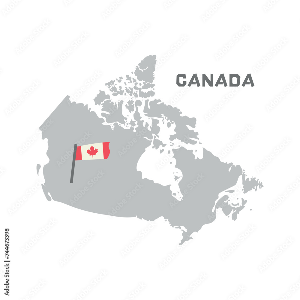 Fototapeta premium Canada vector map with the flag inside. Map of the Canada with the national flag isolated on white background. Vector illustration. Every country in the world is here