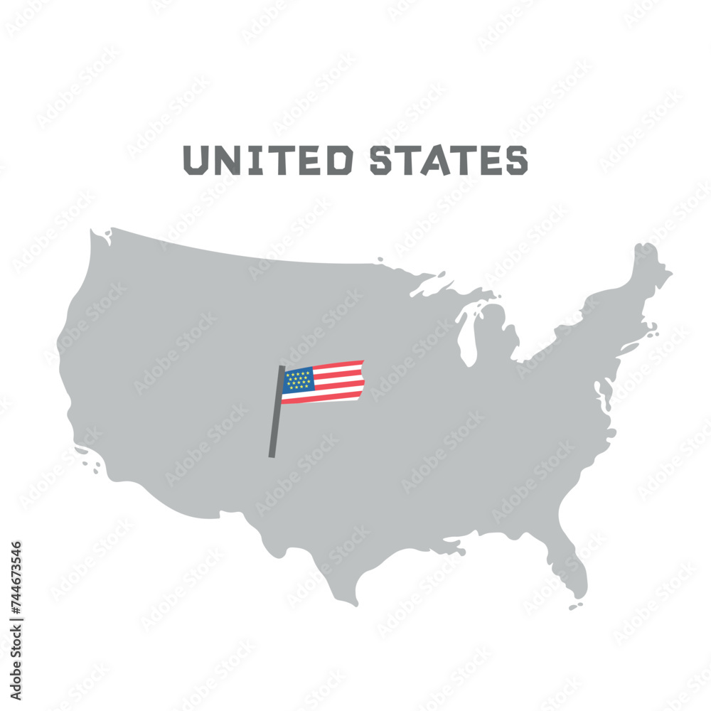 United states vector map with the flag inside. Map of the USA with the ...