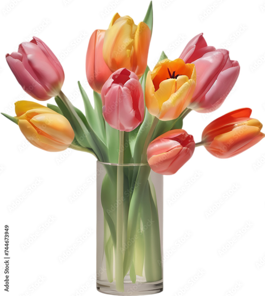 A vase of Tulip flowers, a watercolor painting of a vase of Tulip flowers. A vase of Tulip flowers, a watercolor painting of a vase of Tulip flowers.