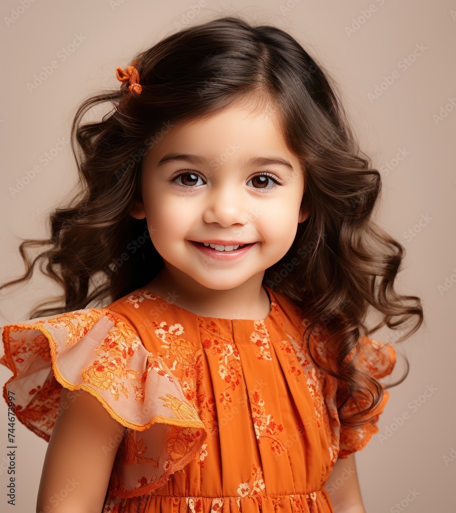 Trendy Indian Baby Girl in Adorable Dress Pure Cuteness on White Background Trendy Indian Baby Girl in Adorable Dress Pure Cuteness on White Background