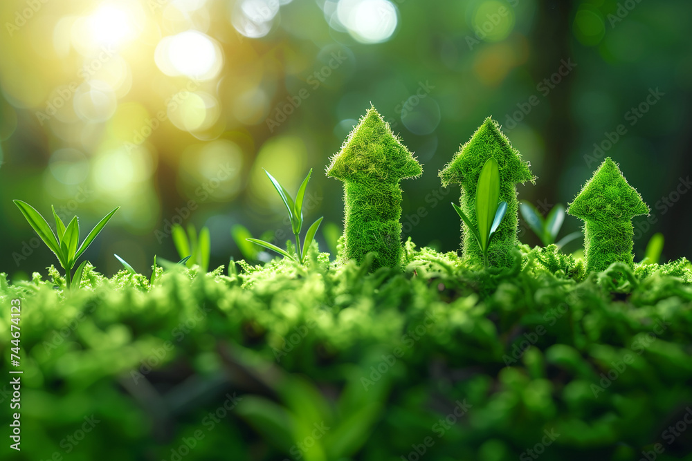 Green Growth Illustration of Upward-Pointing Grass Arrows Signifying Eco-Friendly Progress and Sustainable Development Green Growth Illustration of Upward-Pointing Grass Arrows Signifying Eco-Friendly Progress and Sustainable Development