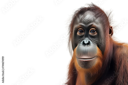 Close Up of Monkey. A detailed photograph showcasing a monkey up close against a Transparent background.