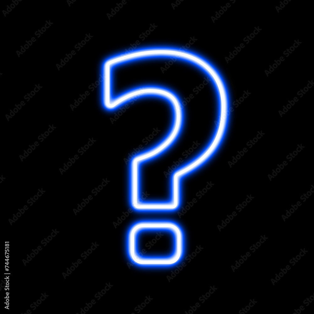 neon glowing question mark icon on black background. neon glowing question mark icon on black background.