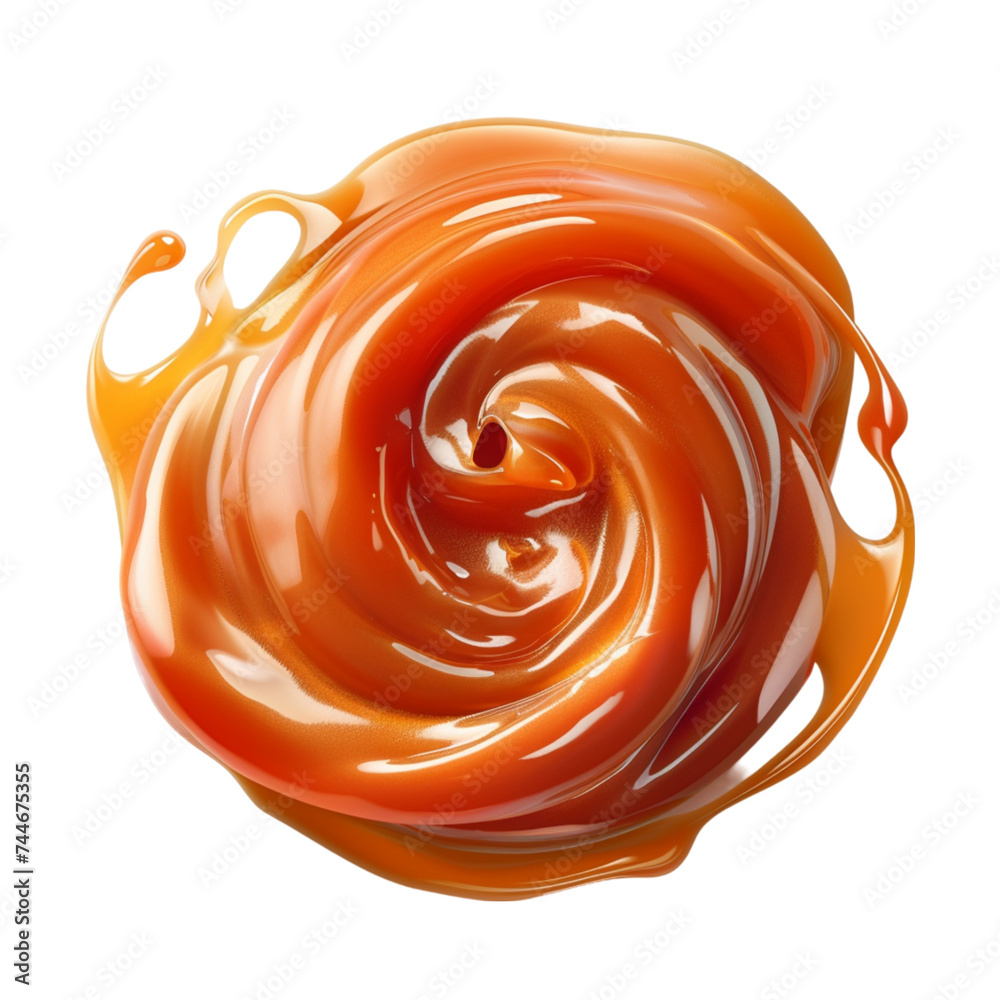 sweet caramel sauce isolated on a white background, top view. With clipping path. sweet caramel sauce isolated on a white background, top view. With clipping path.