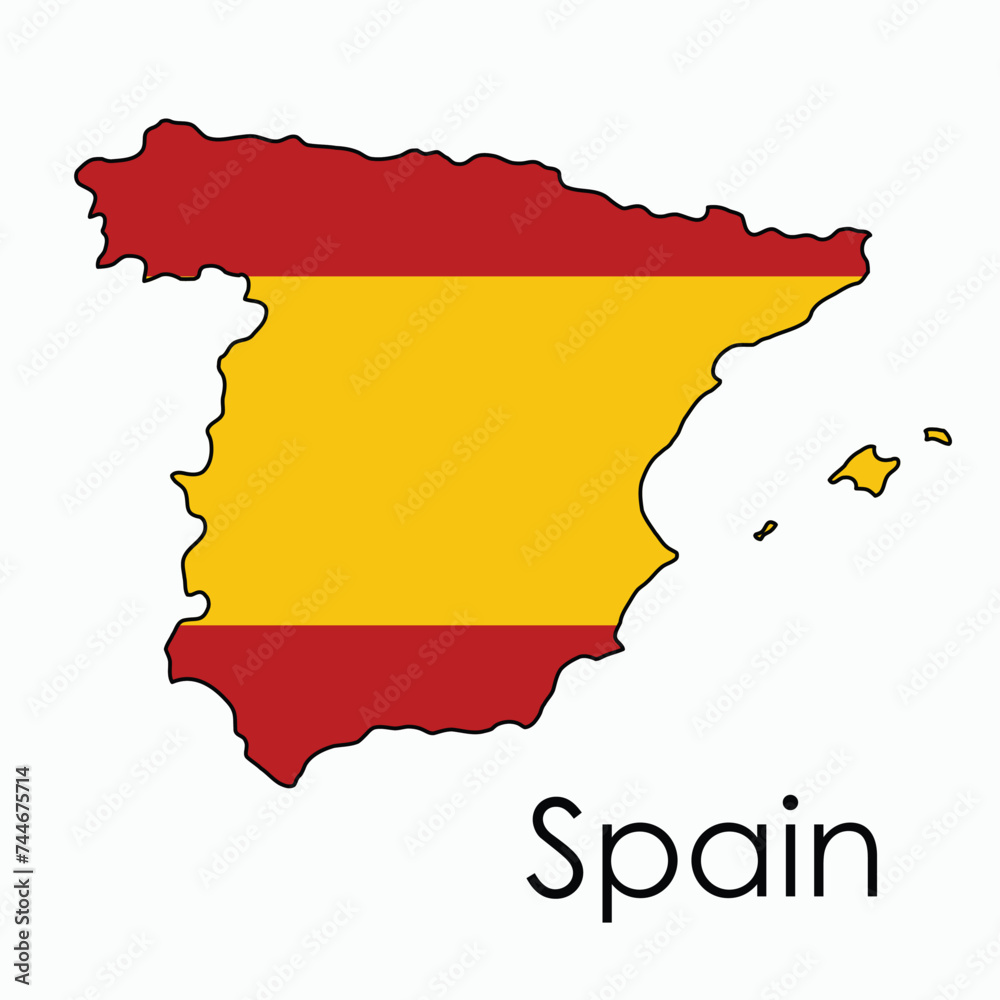 Outline drawing of Spain flag map. Outline drawing of Spain flag map.