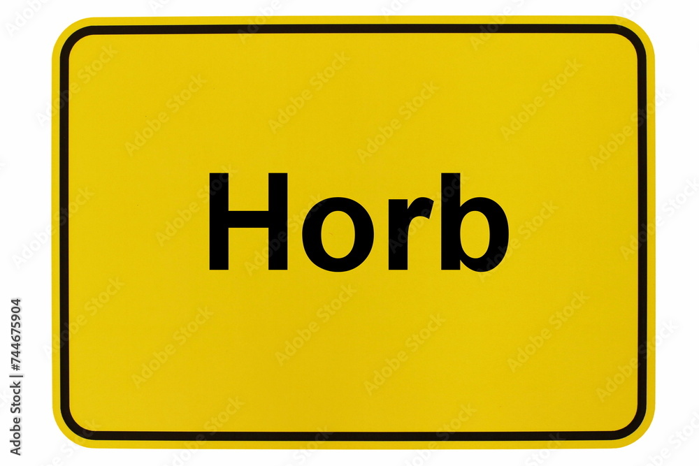 Illustration eines Ortsschildes der Horb am Neckar im Schwarzwald Illustration eines Ortsschildes der Horb am Neckar im Schwarzwald