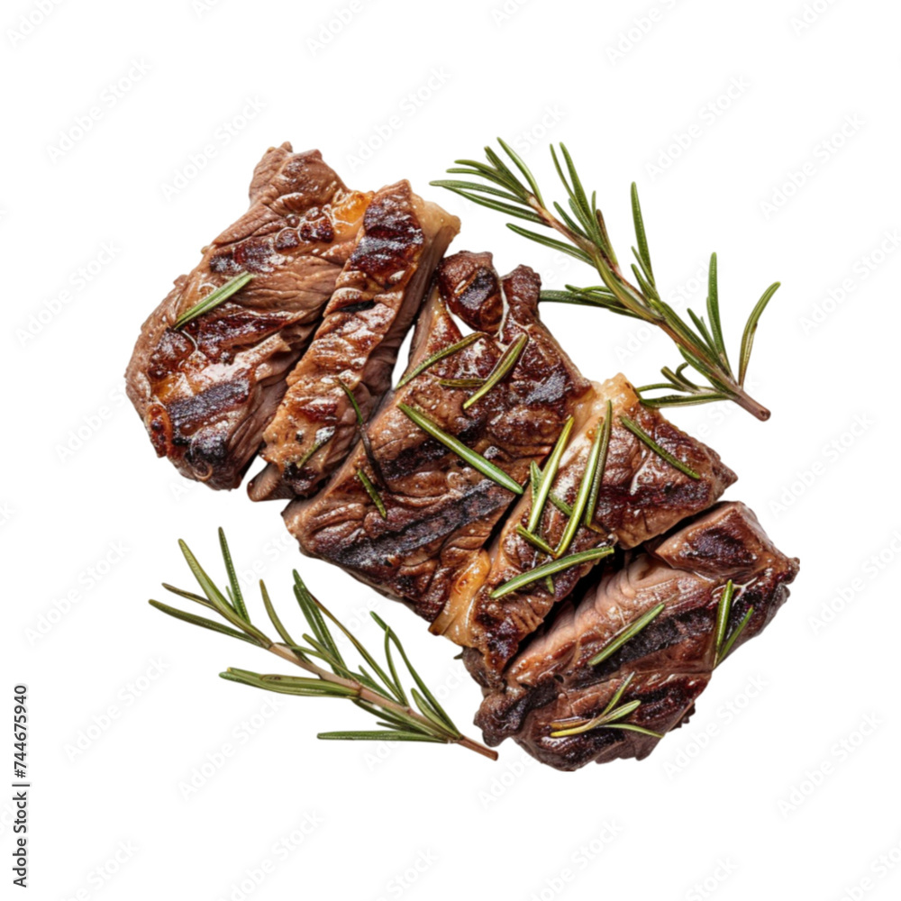 grilled beef isolation on a white background. grilled beef isolation on a white background.
