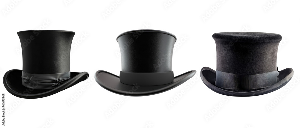 Cylinder black top hat isolated on transparent background