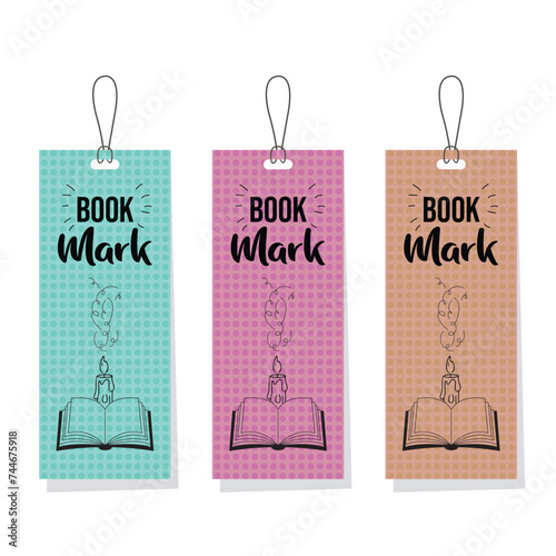 Simple Bookmark layout design, Unique aesthetic three bookmark design made by three colors, Bookmark templates.