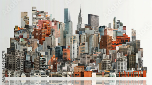Ilustracja abstrakcyjnego miasta z wieżowcami