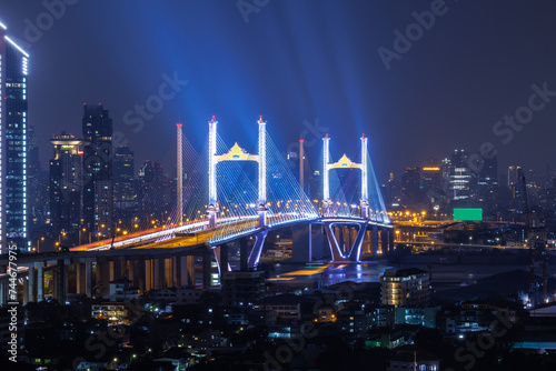 Canvas-taulu Rama IX or well know Rama 9 Bridge and new frontage bridge
