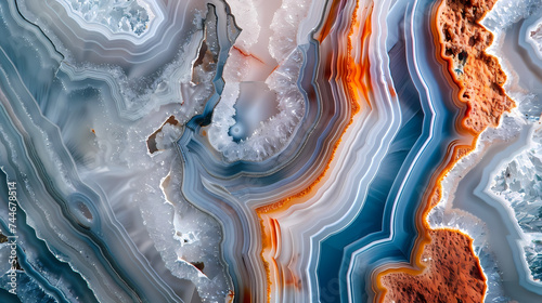 Close-up View of Colorful Agate Stone Patterns photo