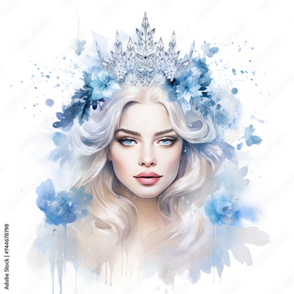 Watercolor Snow Queen Clipart Add Royal Elegance to Your Designs