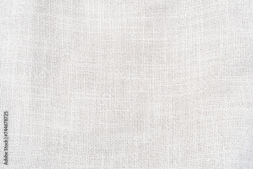 White hessian sackcloth woven jute burlap fabric cloth textile texture pattern background in white light color photo