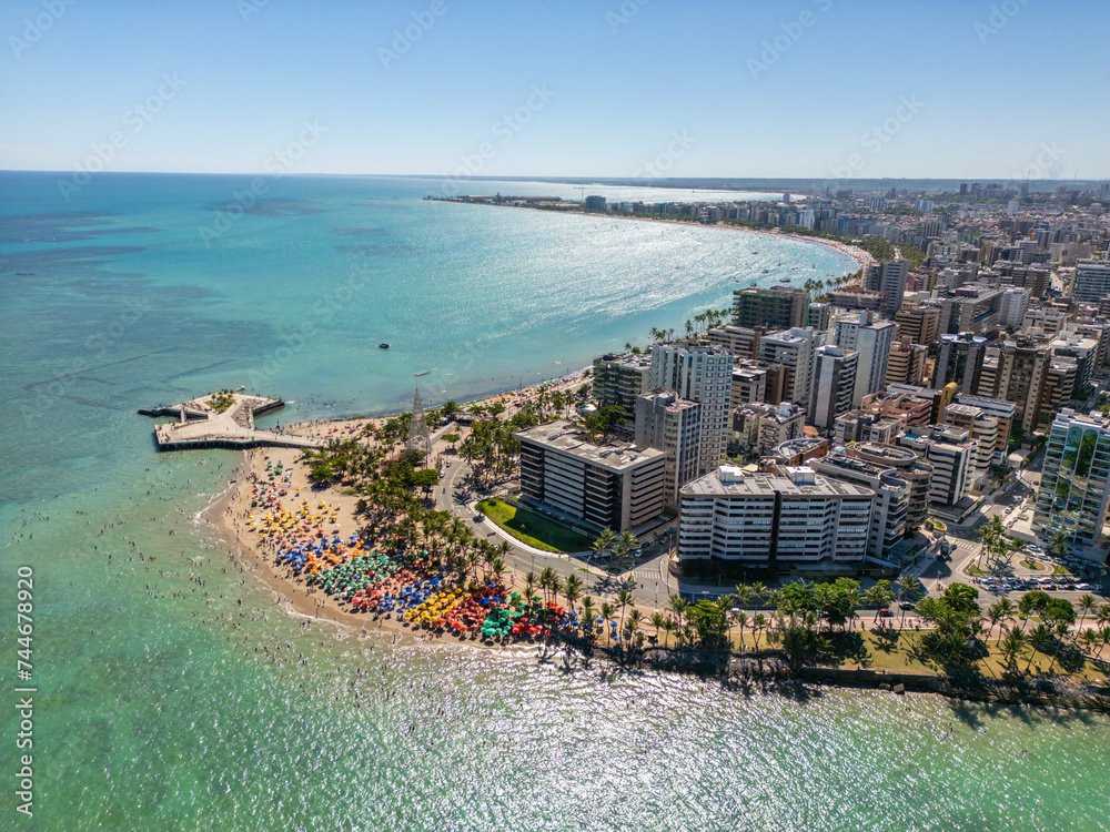 Fototapeta premium Aerial view of beaches in Maceio, Alagoas, Northeast region of Brazil.