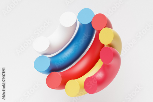 Abstract composition of a plusphere of identical parts. 3D rendering of digital illustration. Abstract figure template