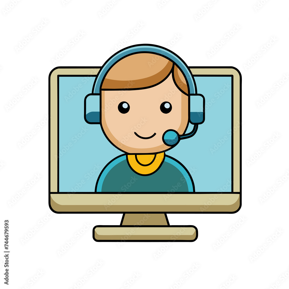 Vector illustration of customer service, call center operators icons with headsets. Vector illustration of customer service, call center operators icons with headsets.