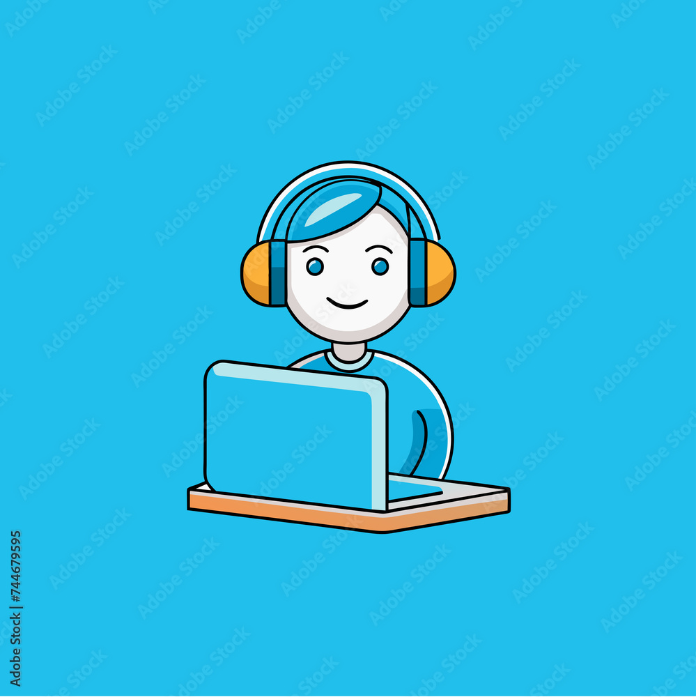 Vector illustration of customer service, call center operators icons with headsets. Vector illustration of customer service, call center operators icons with headsets.