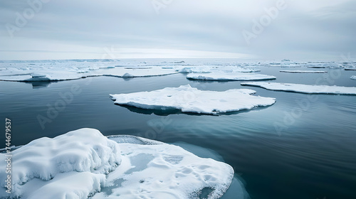 broken chunks of ice floating in the arctic region caused by climate change